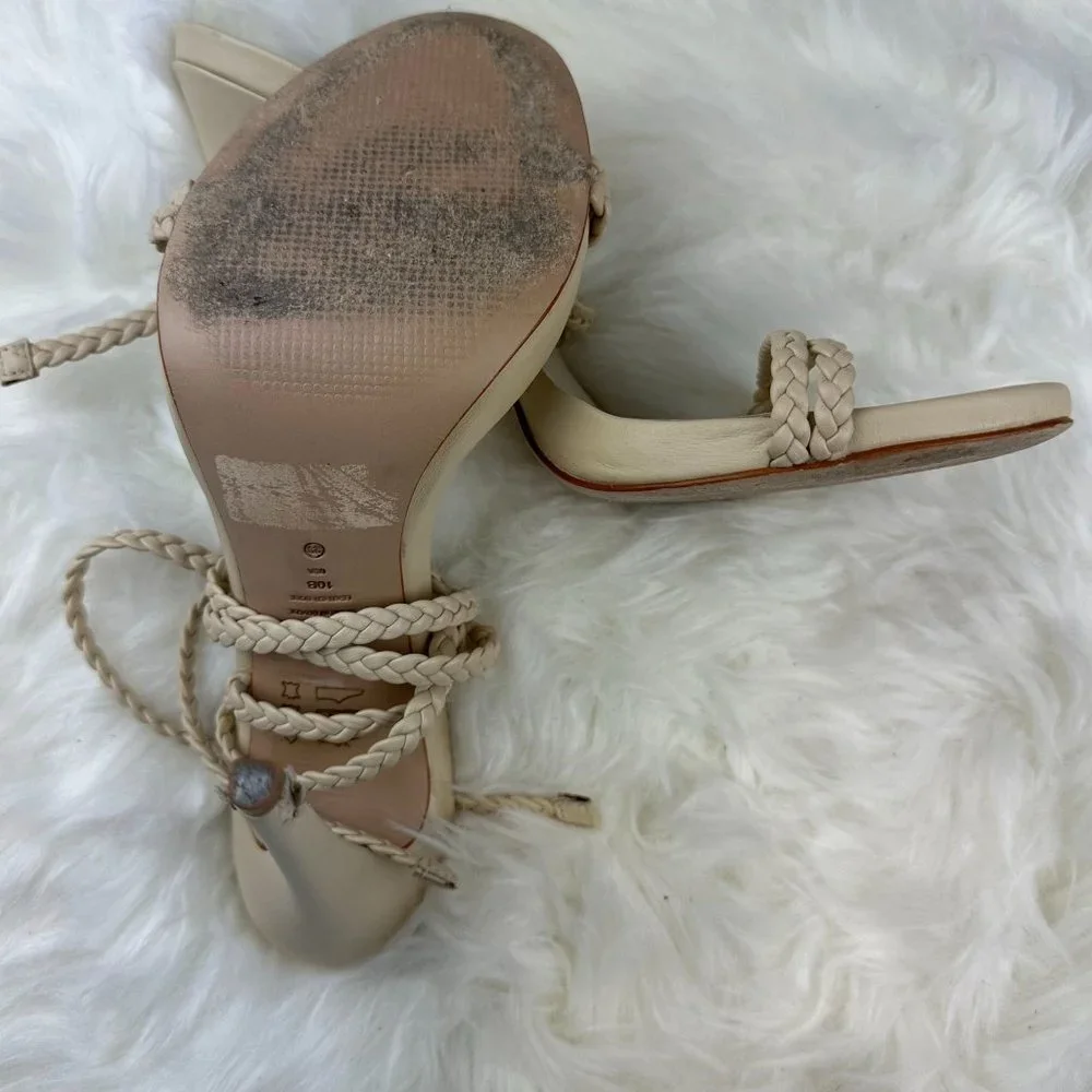 Schutz Jada Braided Ankle Tie Sandal in Egg Shell - Picture 9 of 9